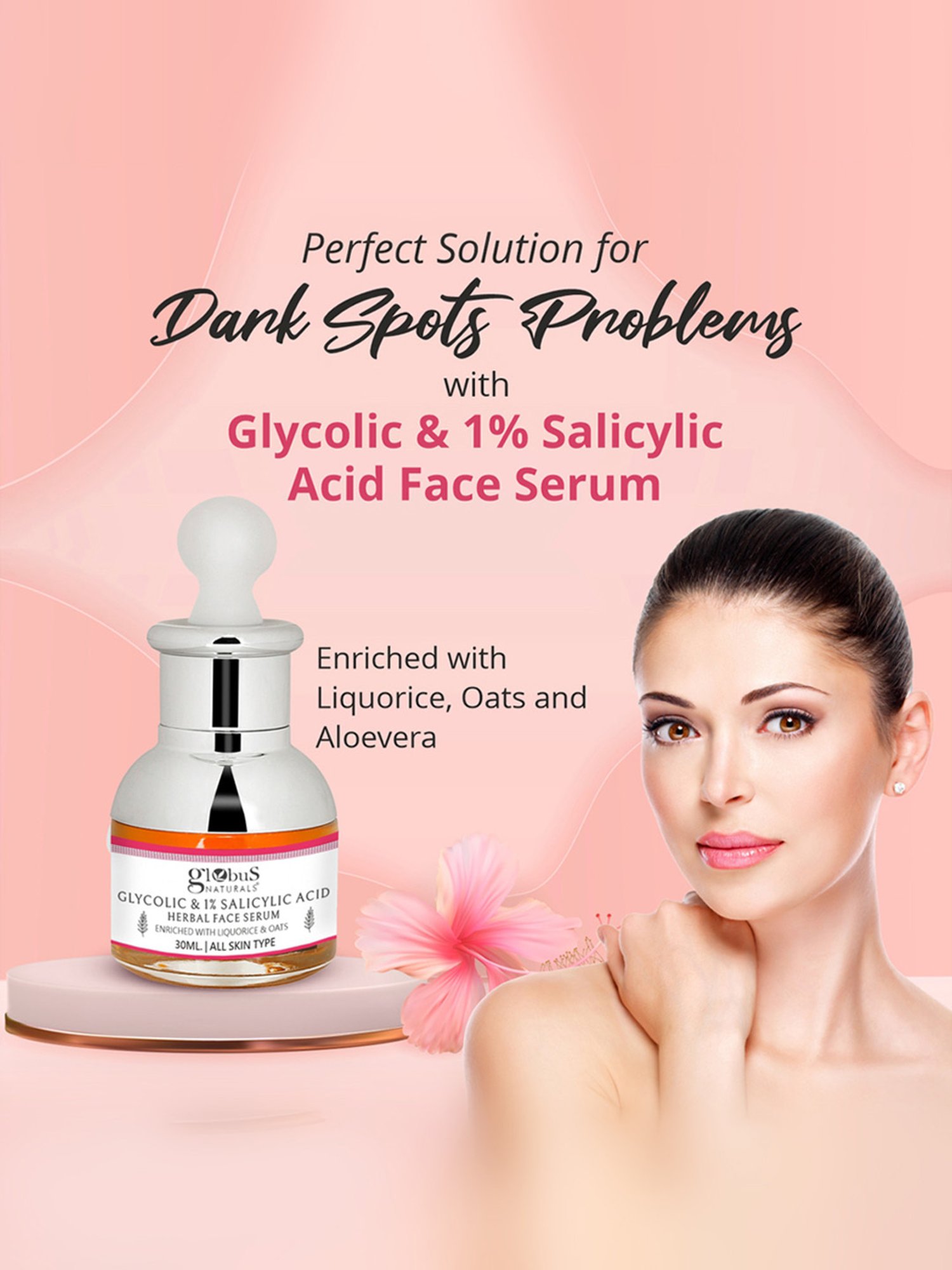 Globus Naturals Glycolic & 1% Salicylic Acid Herbal Face Serum - Pack of 3