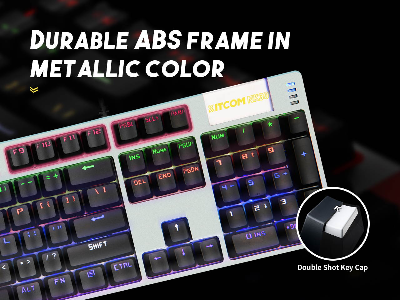 KITCOM Mechanical Gaming USB Wired&nbsp;Keyboard&nbsp;with Brown&nbsp;Switch Tactile/Slightly Clicky, Rainbow LED Backlit Double-Shot Keycaps&nbsp;104 Keys Full Size Computer Laptop Keyboard for Windows PC/MAC Gamer