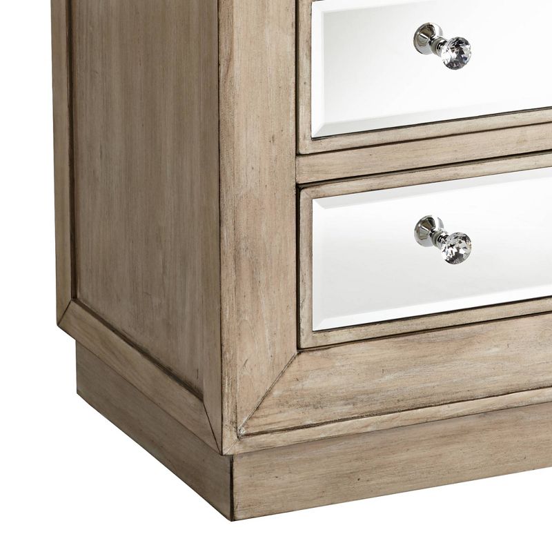 55 Downing Street Gabriella 32" Wide Mirrored and Oak Wood Drawer Accent Chest