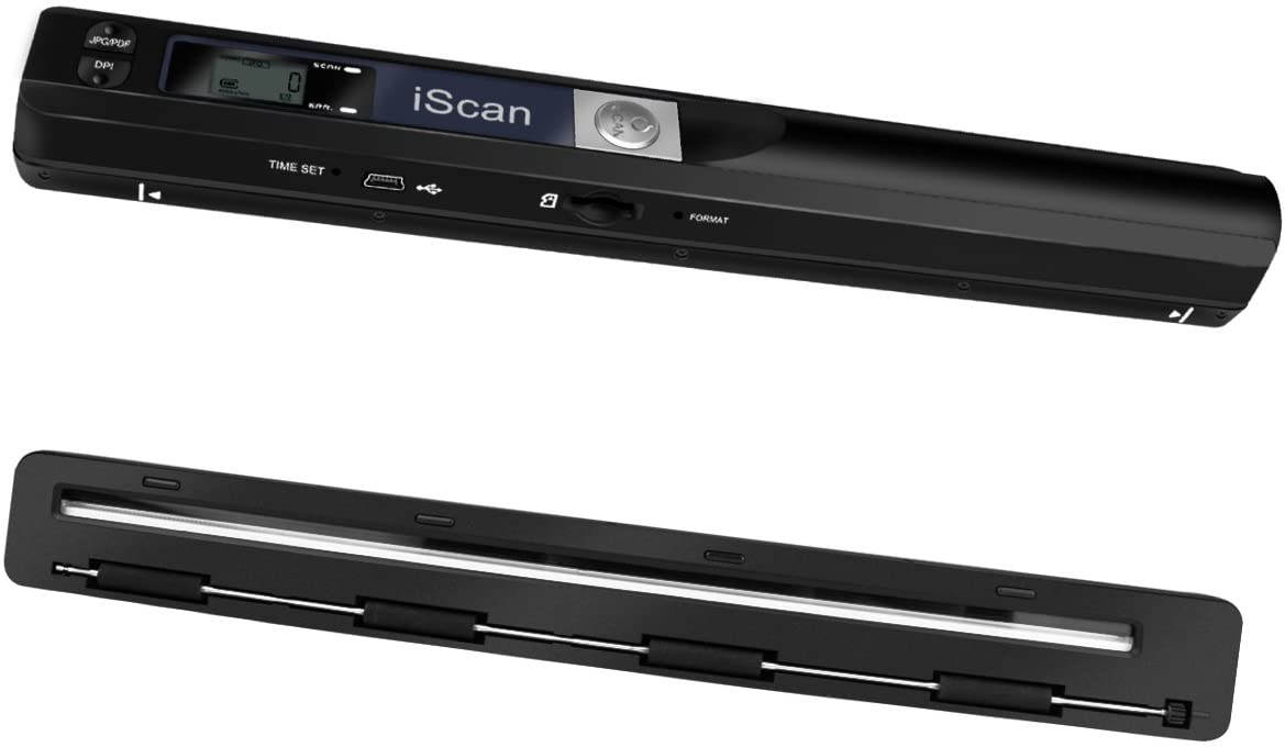 Portable handheld large-capacity mobile receipt and document scanner Mini scanner Suitable for PC and Mac Suitable for business receipt JPEG/PDF format (900DPI, AA battery power) BLACK