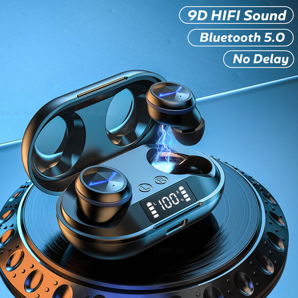 Wireless Bluetooth Earbuds, True Stereo Headphones in-Ear Buds Built-in Mic Headsets IPX5 Water Resistant Premium Sound Earphones with Charging Case for Deep Bass Sports Running