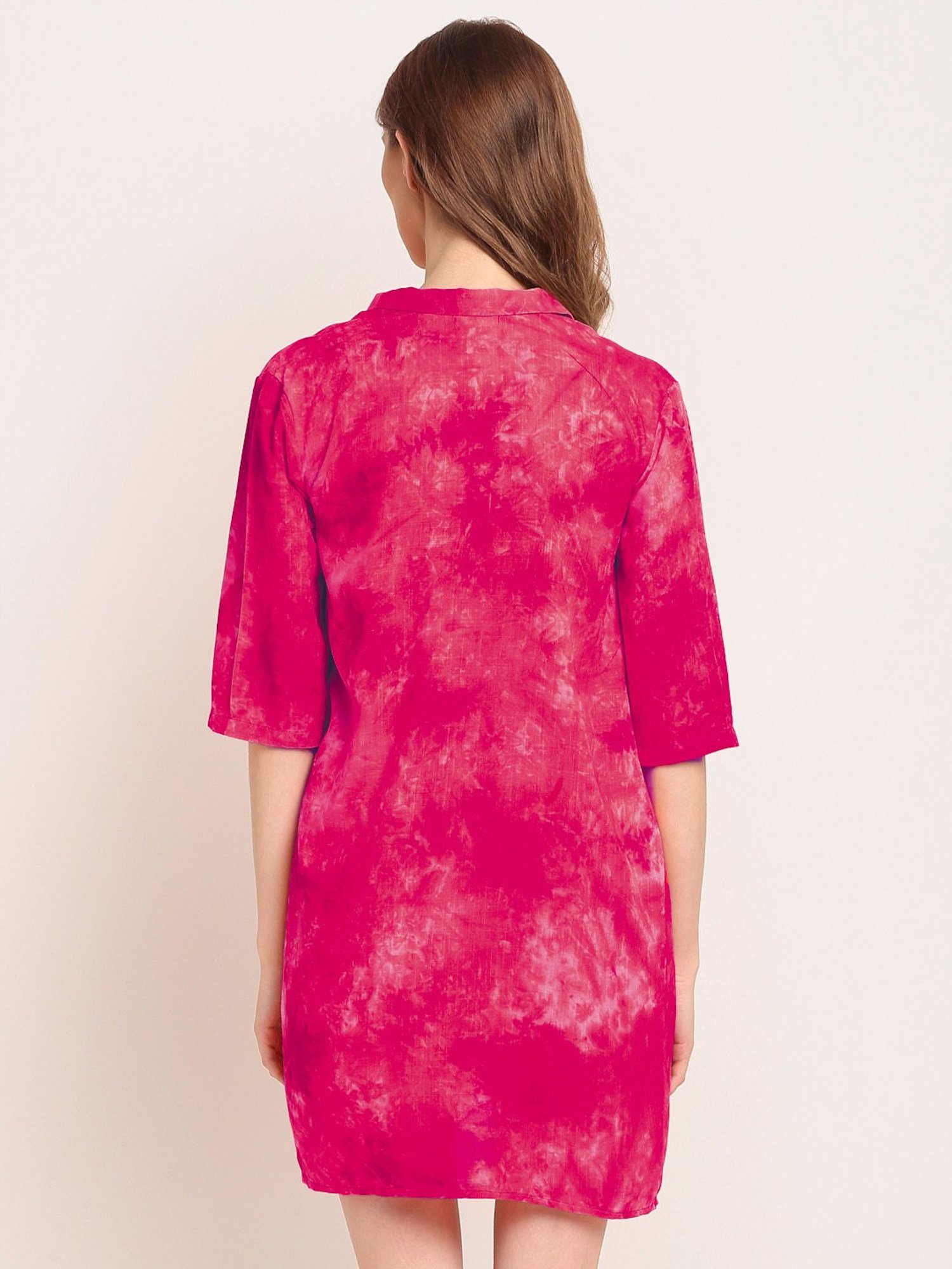 Erotissch Pink Cotton Cotton Tie & Dye Beachwear Co-Ord Set