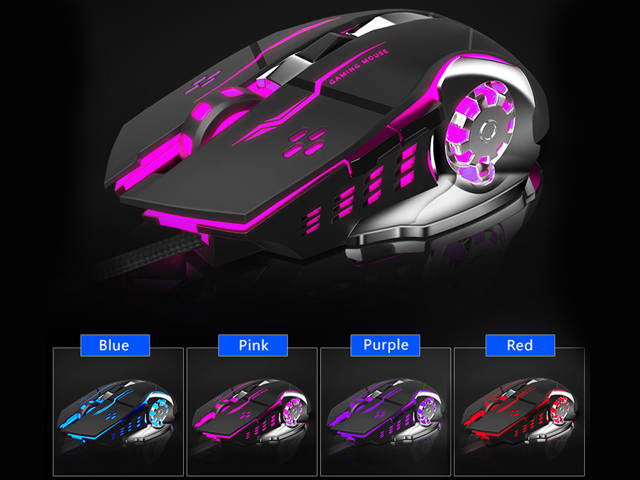 AULA S20 Gaming Mouse Marco Programmable Cool Lighting USB Optical Mouse Gaming for PC Laptop Computer