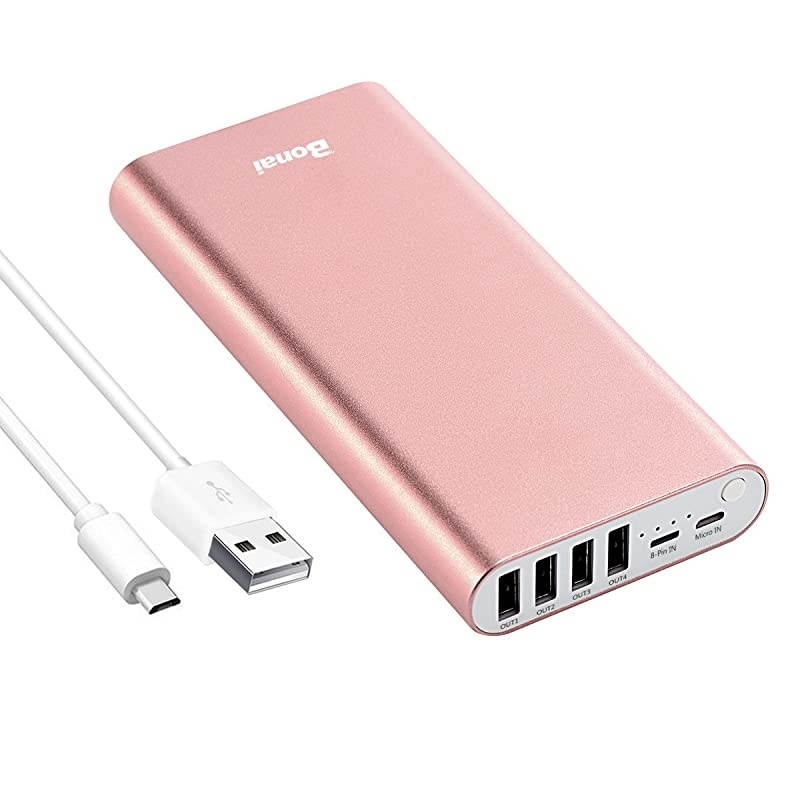 Portable Charger  20000mAh Power Bank 4Port Output Aluminum Polymer Portable Battery Charger 40A Max Input Compatible with iPhone 11 XR 8 7 6s Galaxy S20 S8 Rose Gold