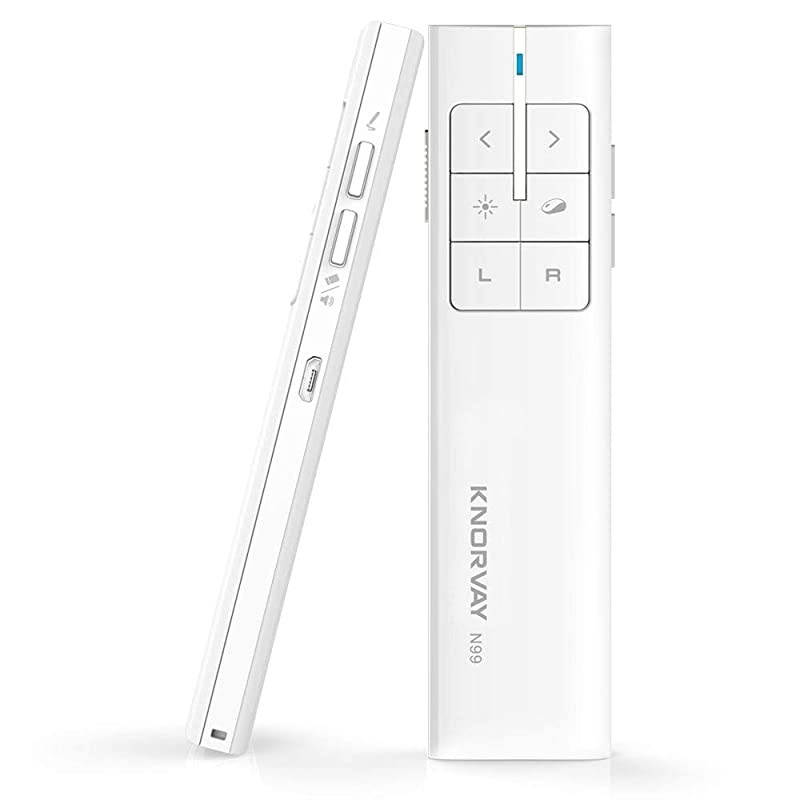 N99 Wireless Presenter Mouse Pointer, 2.4GHz Presentation Clicker Rechargeable PPT PowerPoint Clicker for Powerpoint Presentation Remote Slide Advancer, Support Hyperlink/Volume/Pause/Mac