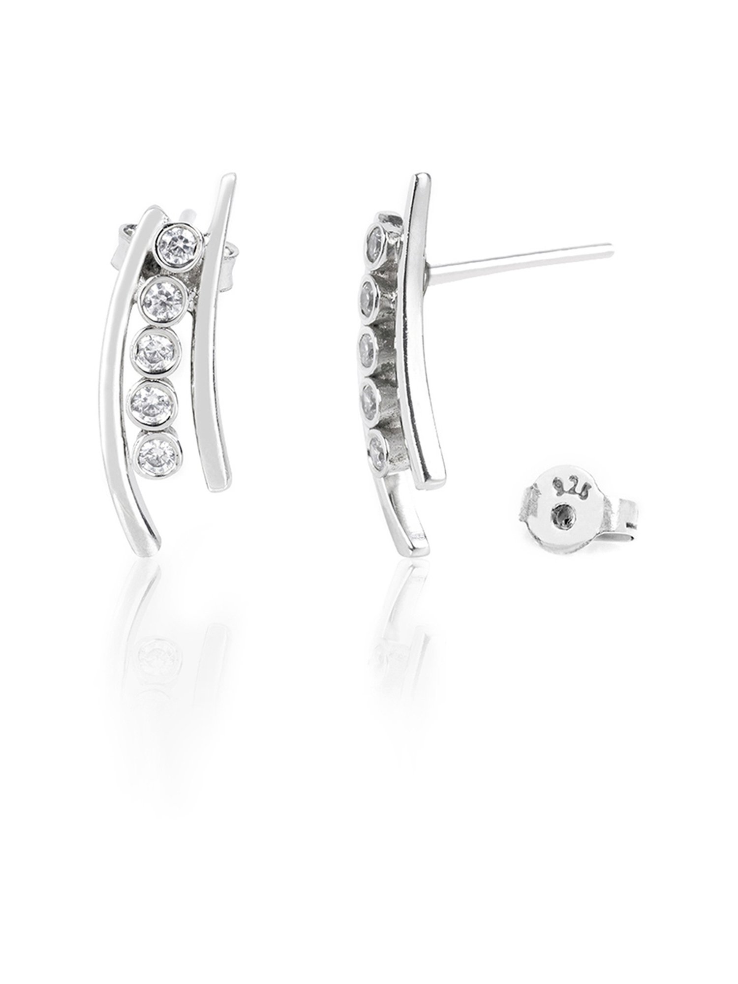 March by FableStreet 92.5 Sterling Silver Studded Zircon Stud Earrings for Women