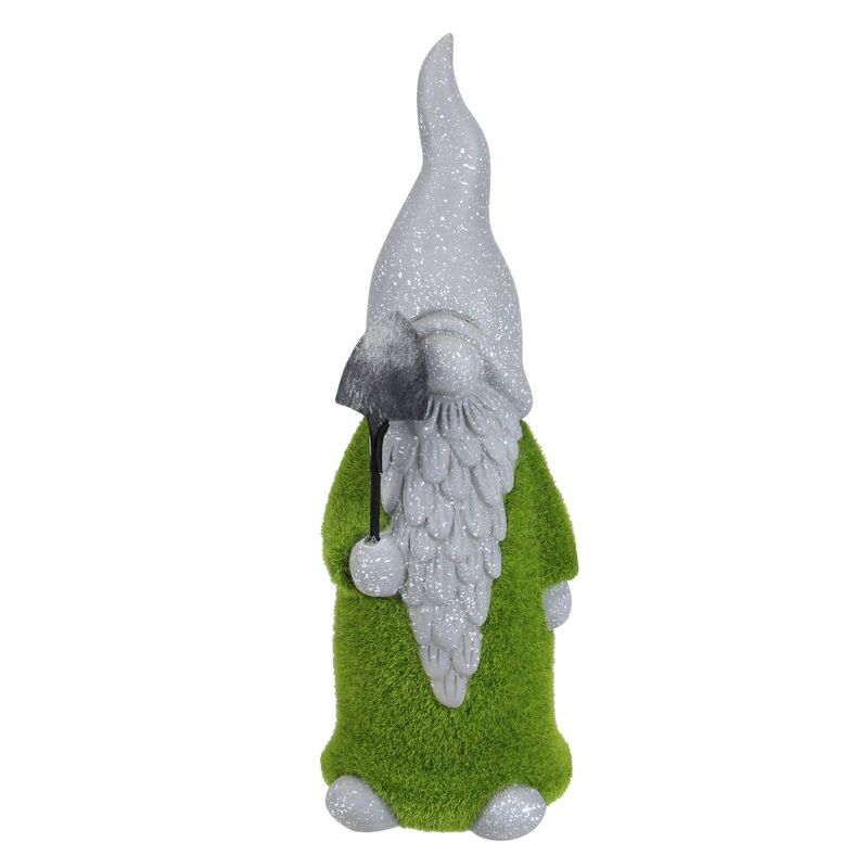 Northlight 13.5" Gray and Green Moss Covered Gnome with Shovel Outdoor Patio Garden Statue