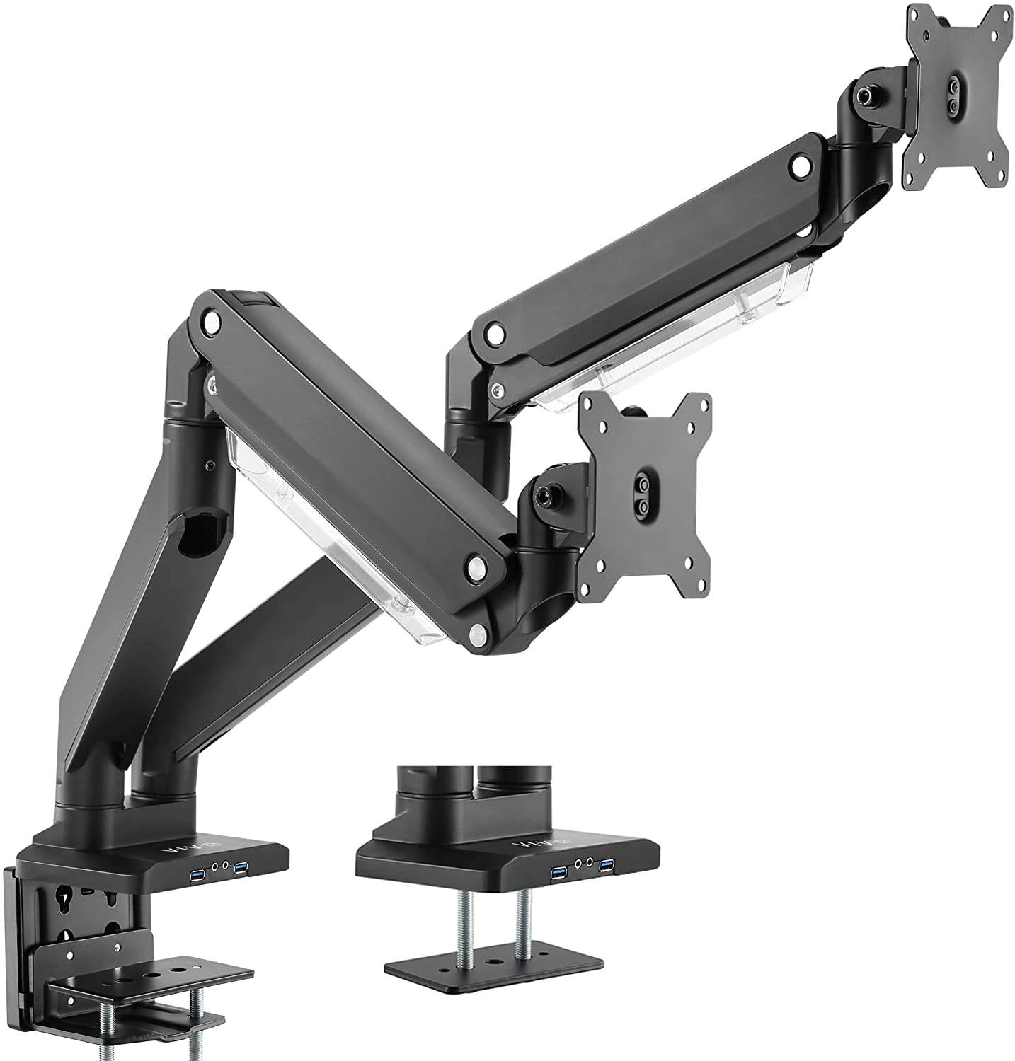 VIVO Dual Monitor Counterbalance Desk Mount Stand w/ USB & Multi Media Ports | Fits Screens up to 32" (STAND-V102G2U)