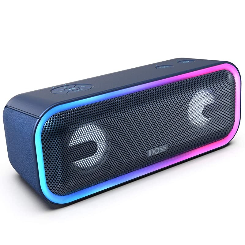 SoundBox Pro+ Wireless Bluetooth Speaker with 24W Impressive Sound Booming Bass Wireless Stereo Pairing Mixed Colors Lights IPX5 Waterproof 15 Hrs Battery Life 66 ft Bluetooth Range Blue