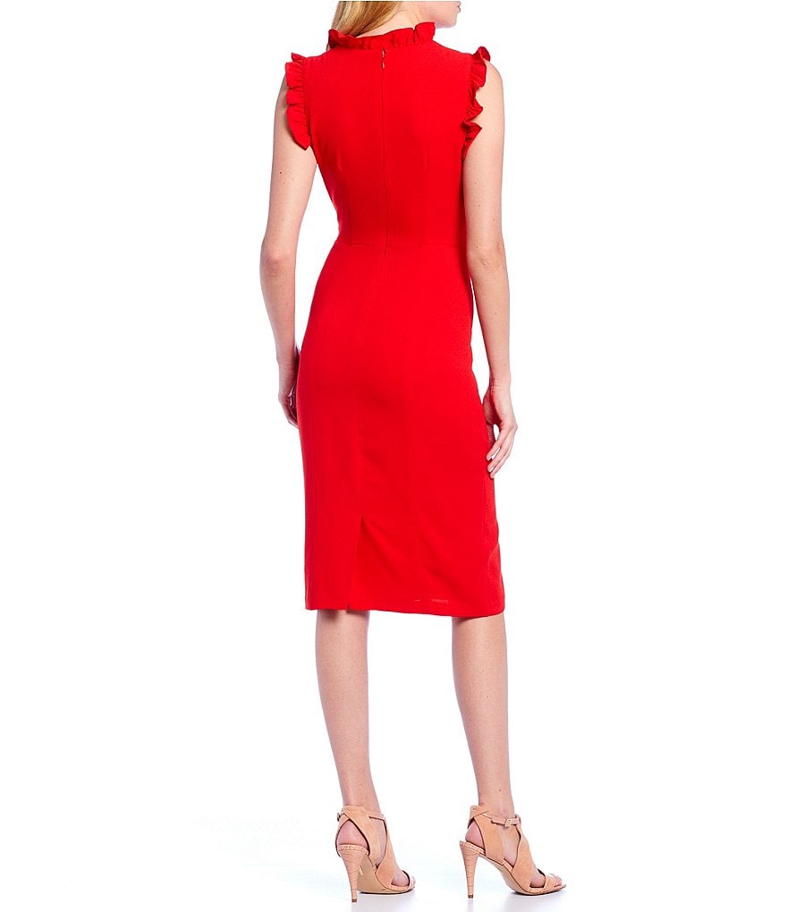 Maggy London Ruffle Mock Neck Sheath Dress