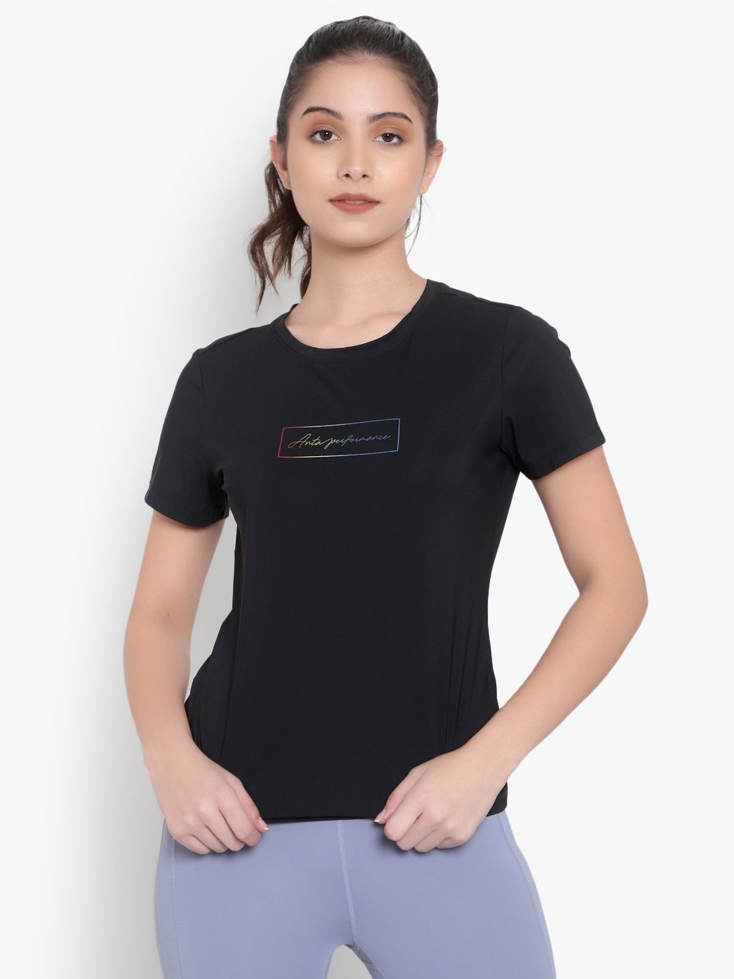 Anta Black Printed Sports T-Shirt