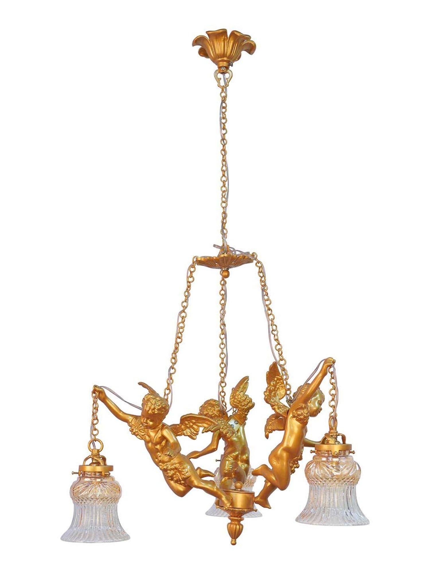 FOS LIGHTING White & Golden Aluminium 3-In-1 Dropped Hanging Chandelier