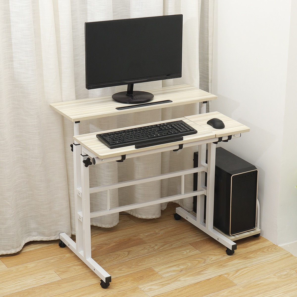 Stand Up Computer Desk Lift Gaming PC Workstation Laptop Rolling Home Office