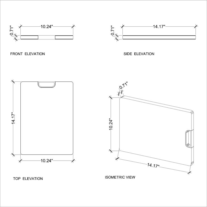 Pemberly Row Bamboo Large Chopping Board with Metal Handle in Natural
