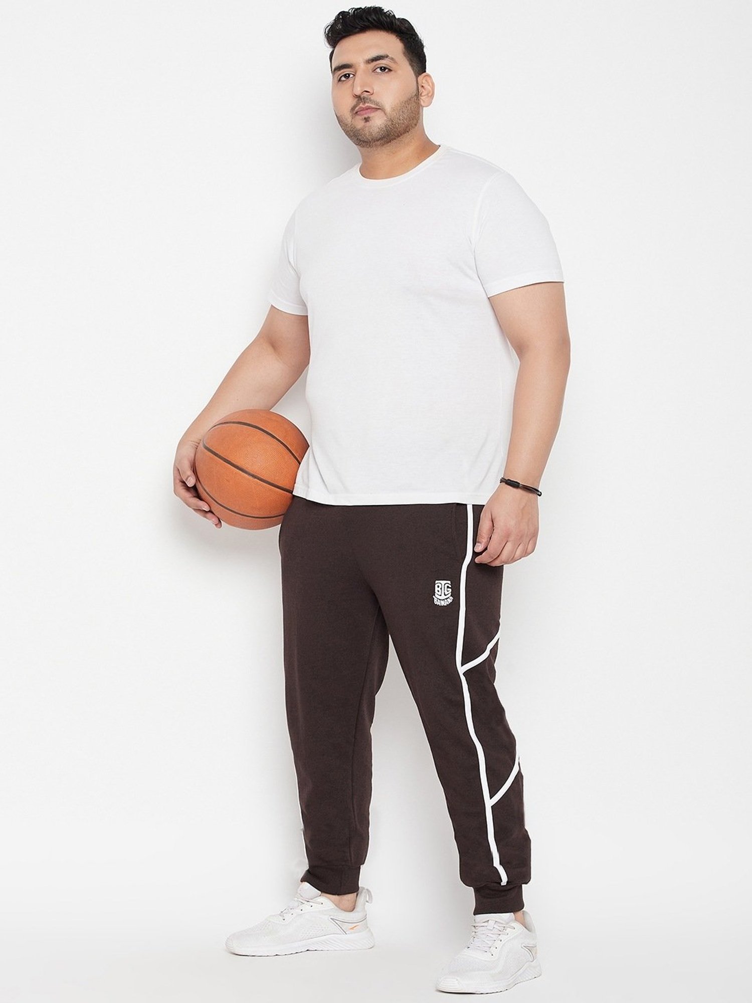 Bigbanana Coffee Brown Regular Fit Striped Joggers