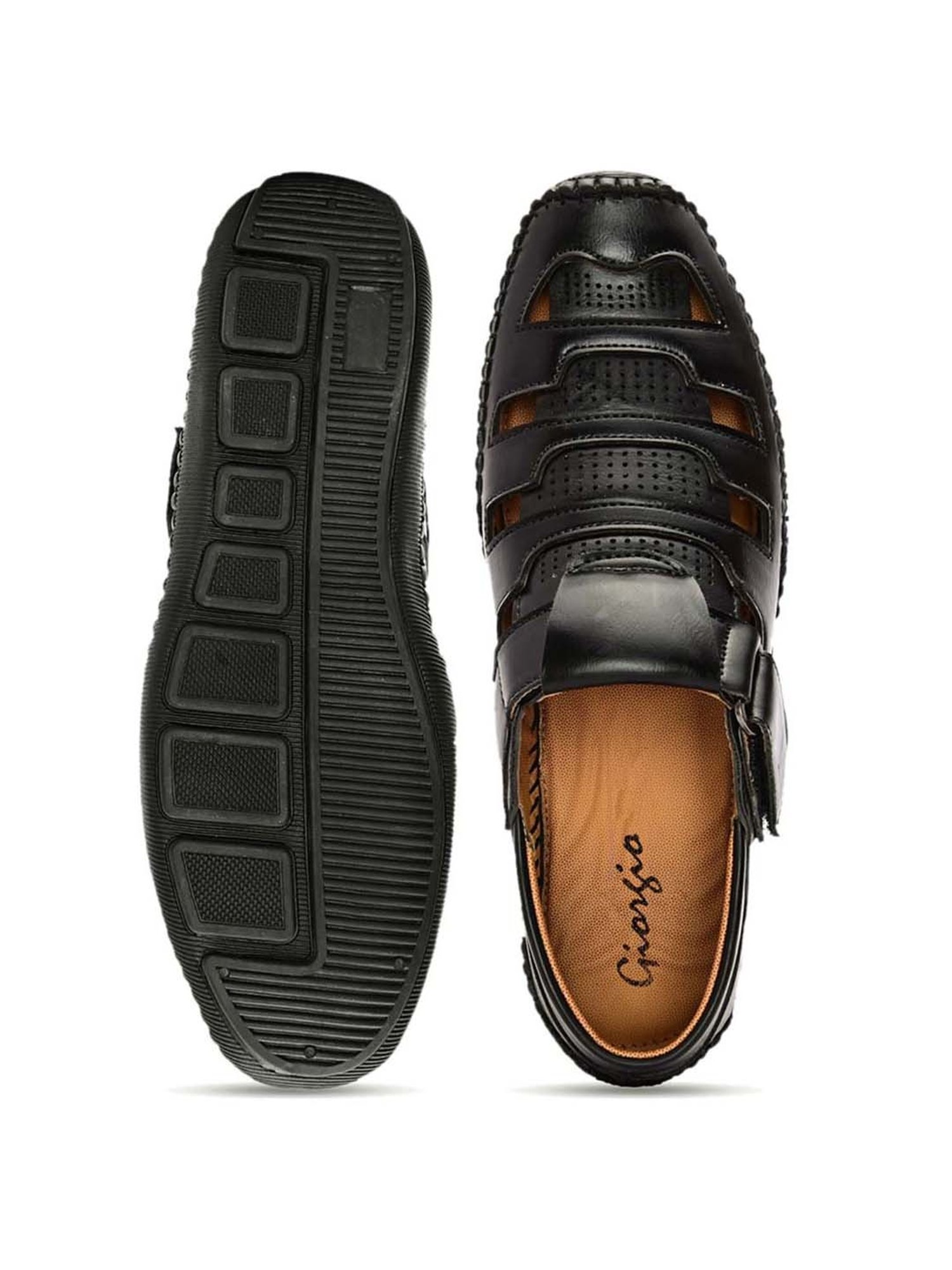 Giorgio Men's Black Fisherman Sandals