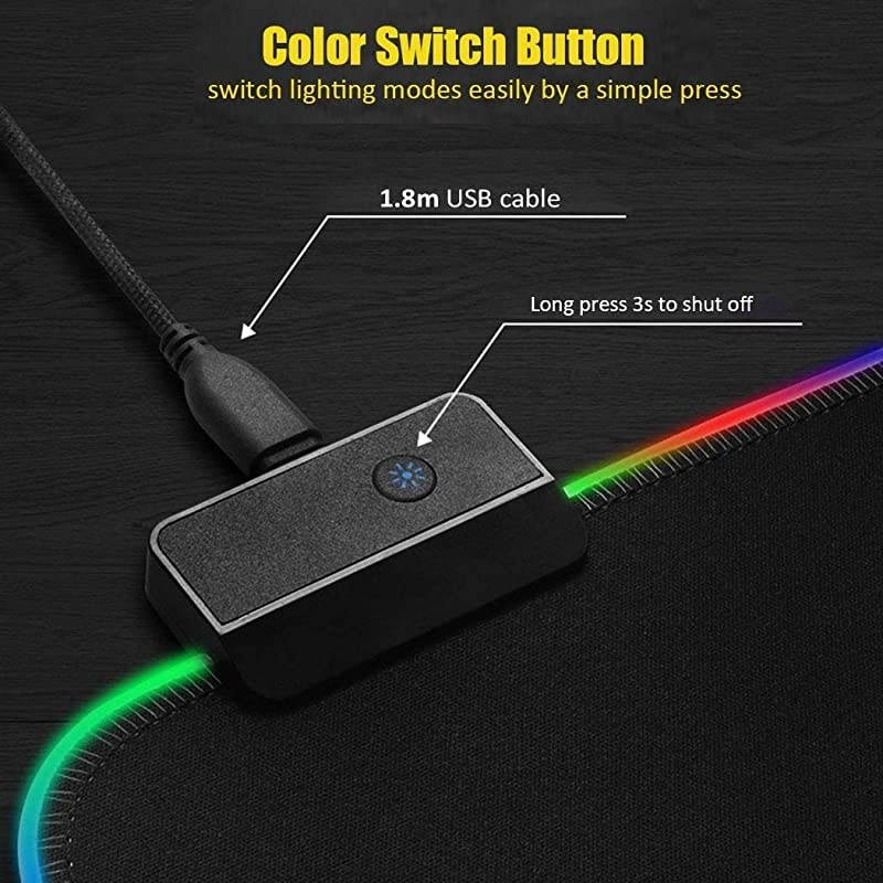 LED Light up Mouse Pad RGB Gaming Mouse Pad with 14 Lighting Modes Glowing Light and Thick Soft Mat NonSlip Rubber Base for Laptop Computer PC Games L315 x 118 inch