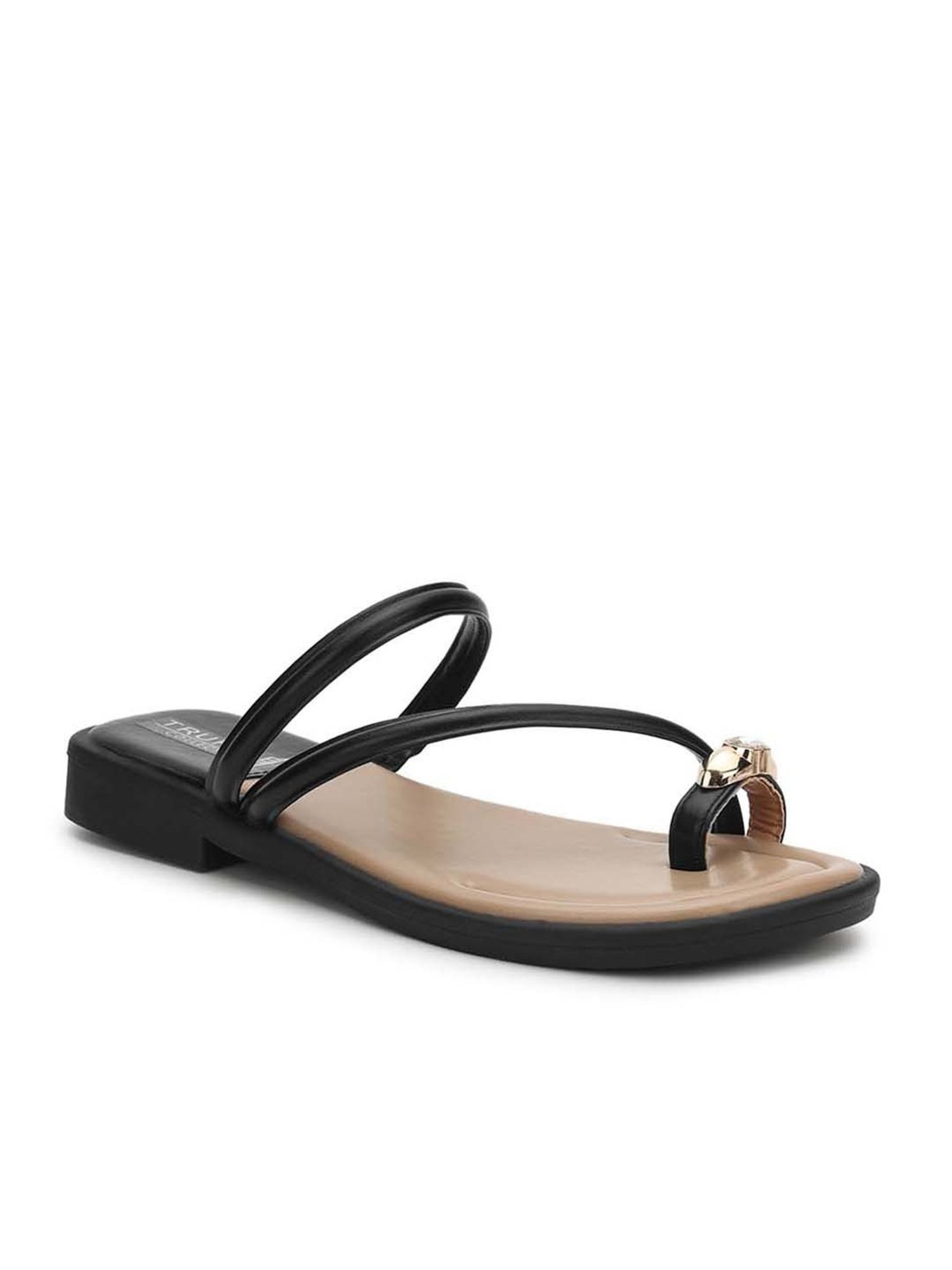 Truffle Collection Women's Black Toe Ring Sandals