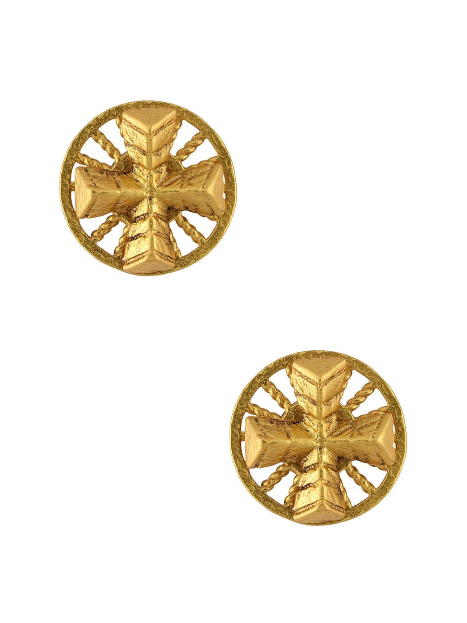 Tribe Amrapali Gold-Plated Vintage Fan Masaba Stud Earrings