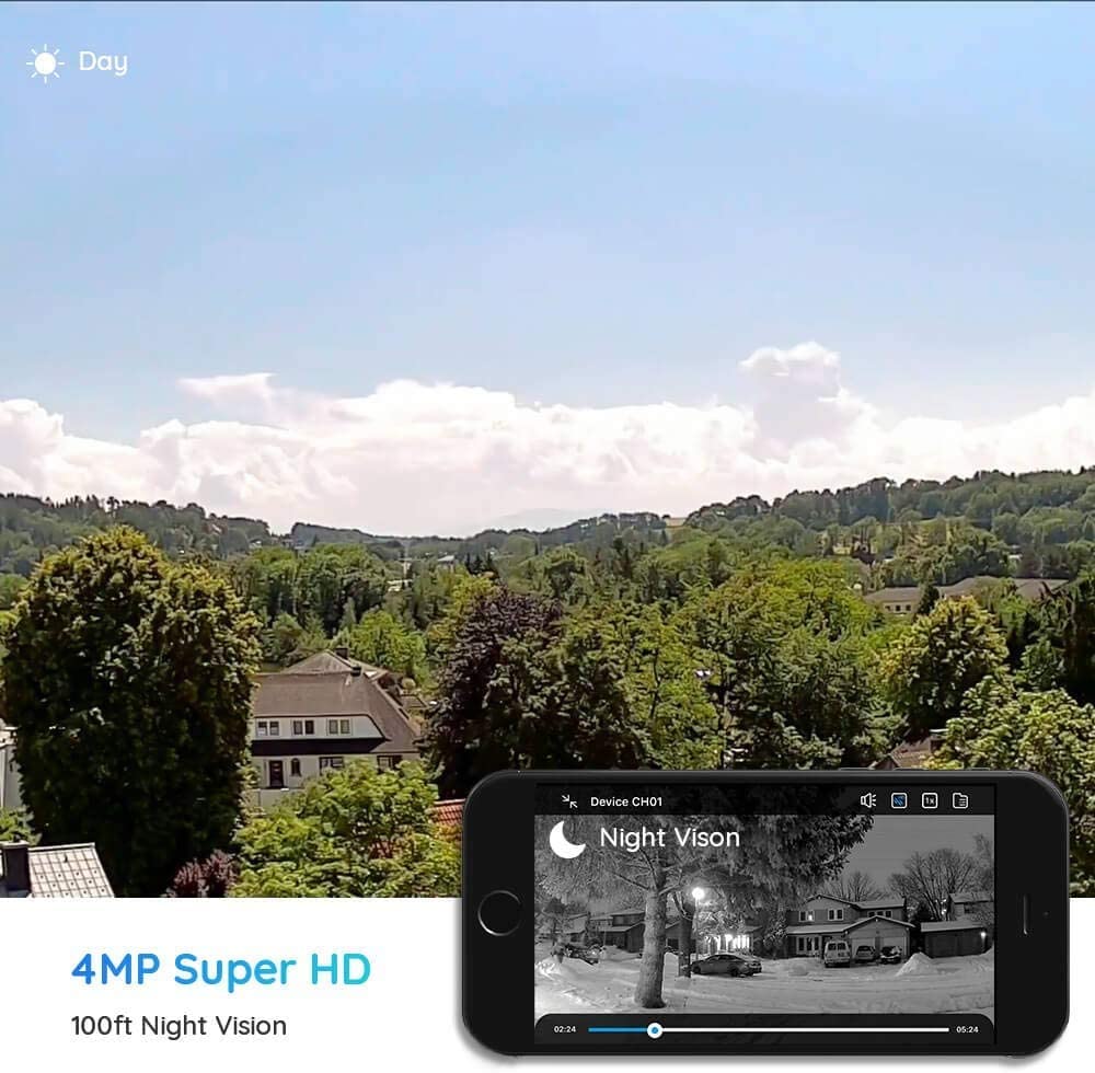 Security Camera, Reolink 4MP HD Plug-in WiFi Security Camera for Indoor Outdoor, 2.4/5Ghz WiFi, Night Vision, IP66 Waterproof, Motion Detection, Work with Google Assistant, Audio Recording, RLC-410W