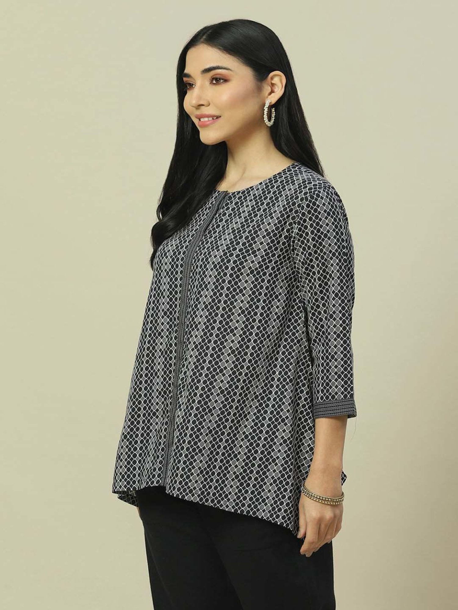 Rangriti Black Printed Top