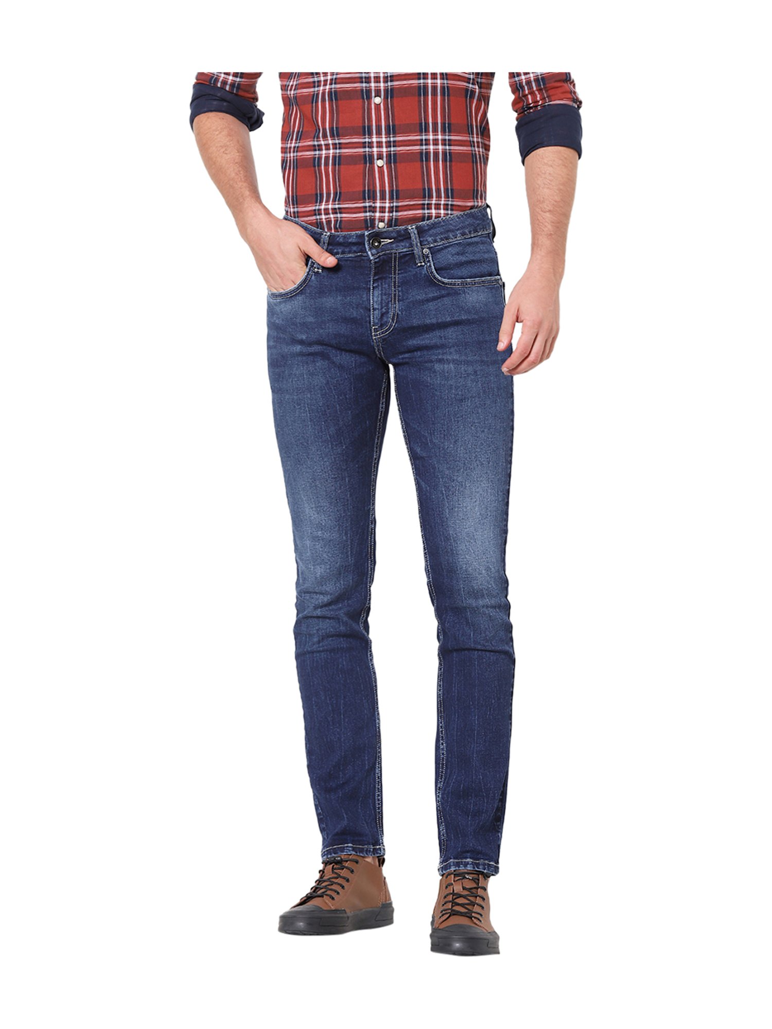 celio* Dark Blue Mid Rise Lightly Washed Jeans