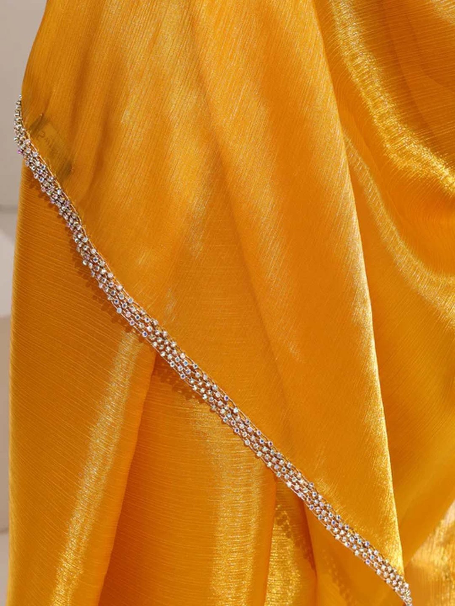 Swtantra Yellow Embellished Saree With Unstitched Blouse