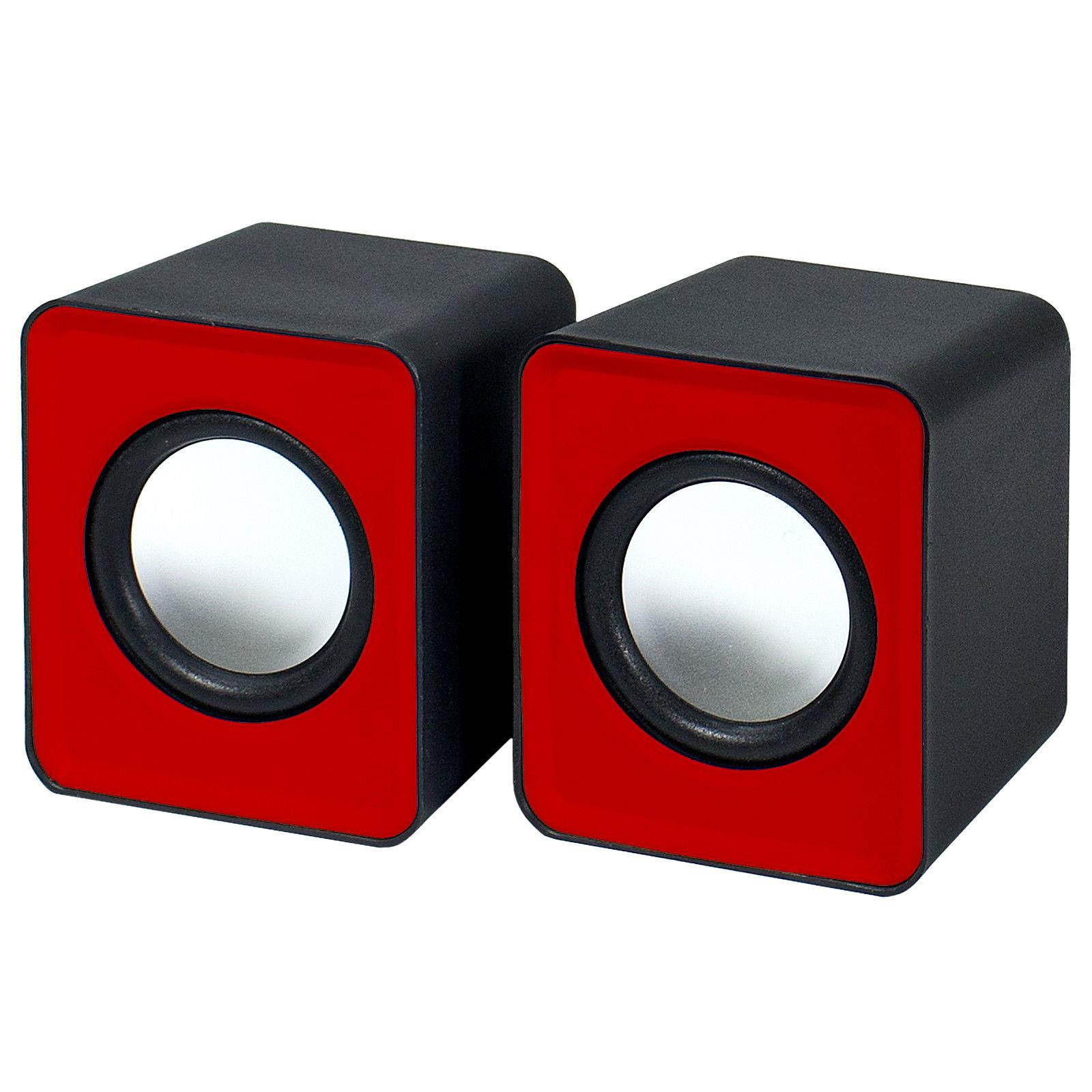 2.0 USB Powered Portable Dual Mini Speakers for Computers - Red by Frisby