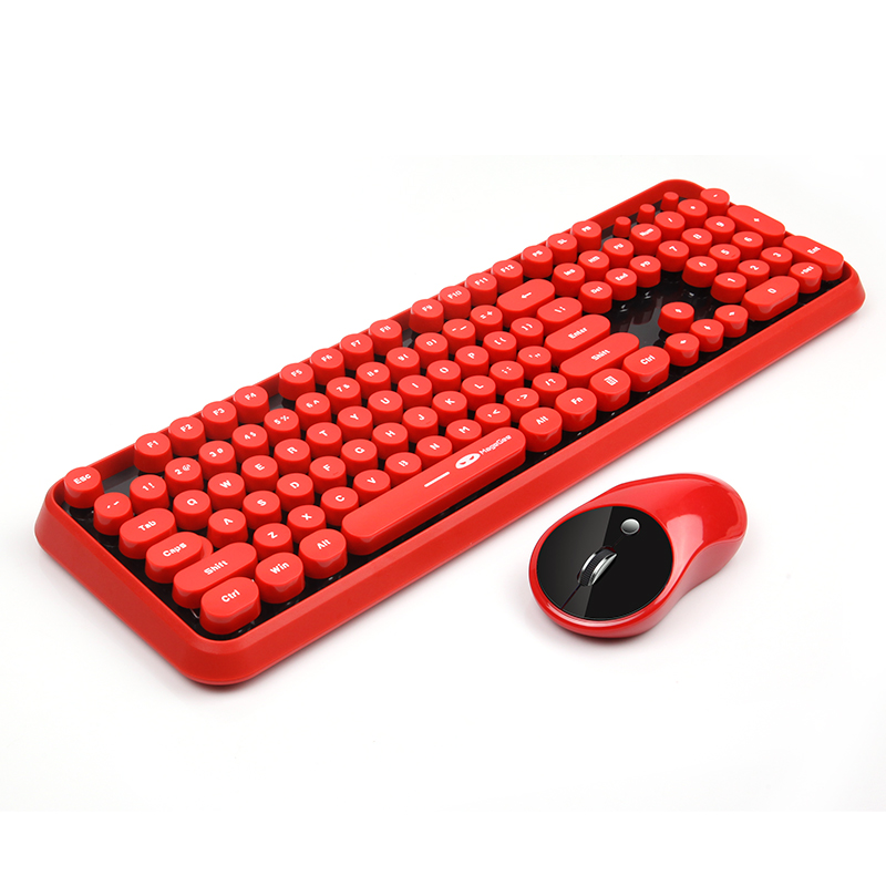 Wireless Keyboard and Mouse Combo, 2.4G Cute Round Mute Keyboard Mouse Set for Laptop, Computer, Mac (Mixed Color)