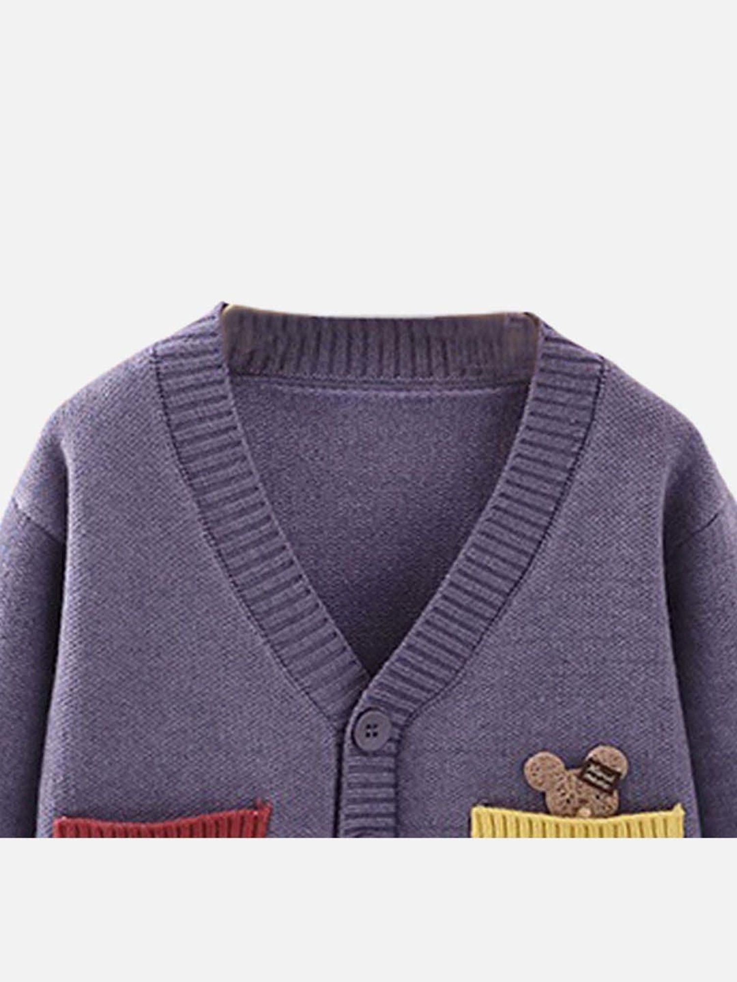 Little Surprise Box Purple Printed Full Sleeves Cardigan