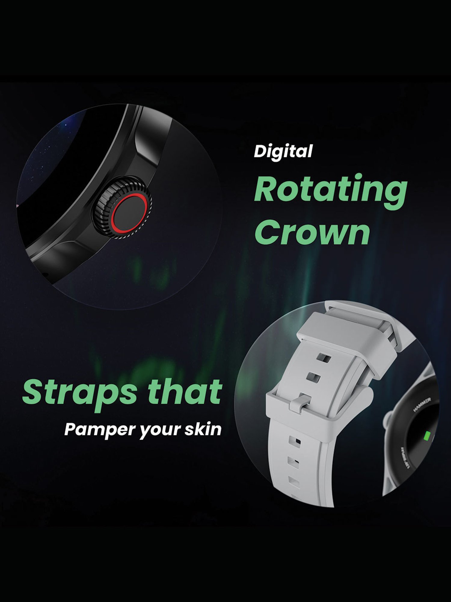 Hammer Cyclone 1.39 inch Round Dial Rotating Crown Smartwatch with Calling Function (Midnight Black)