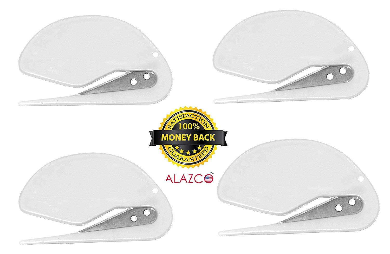 ALAZCO 4pc (All White Color) Value Pack Set of World's Most Efficient Letter Opener Envelope Slitter