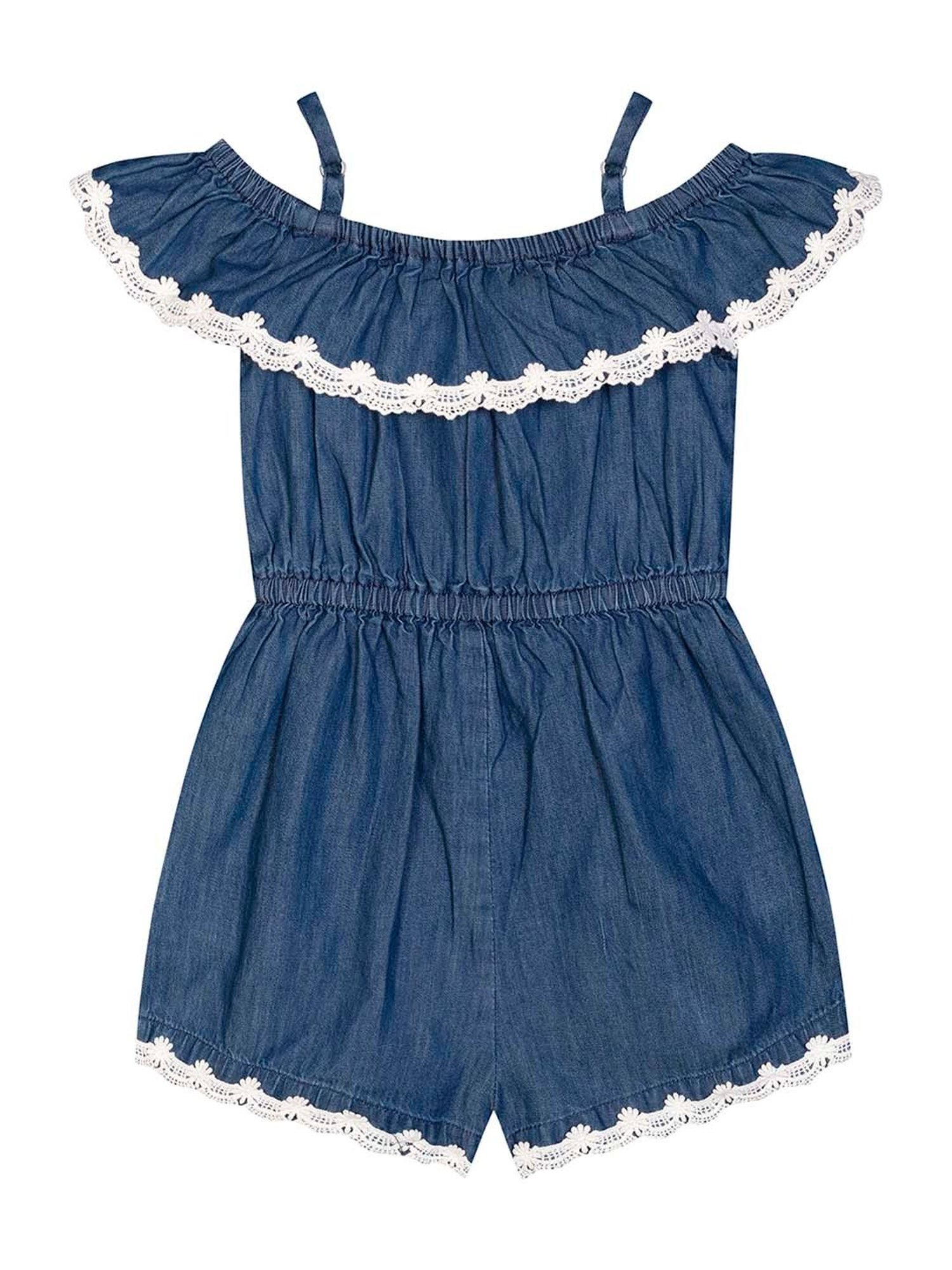 Budding Bees Kids Blue Embroidered Playsuit