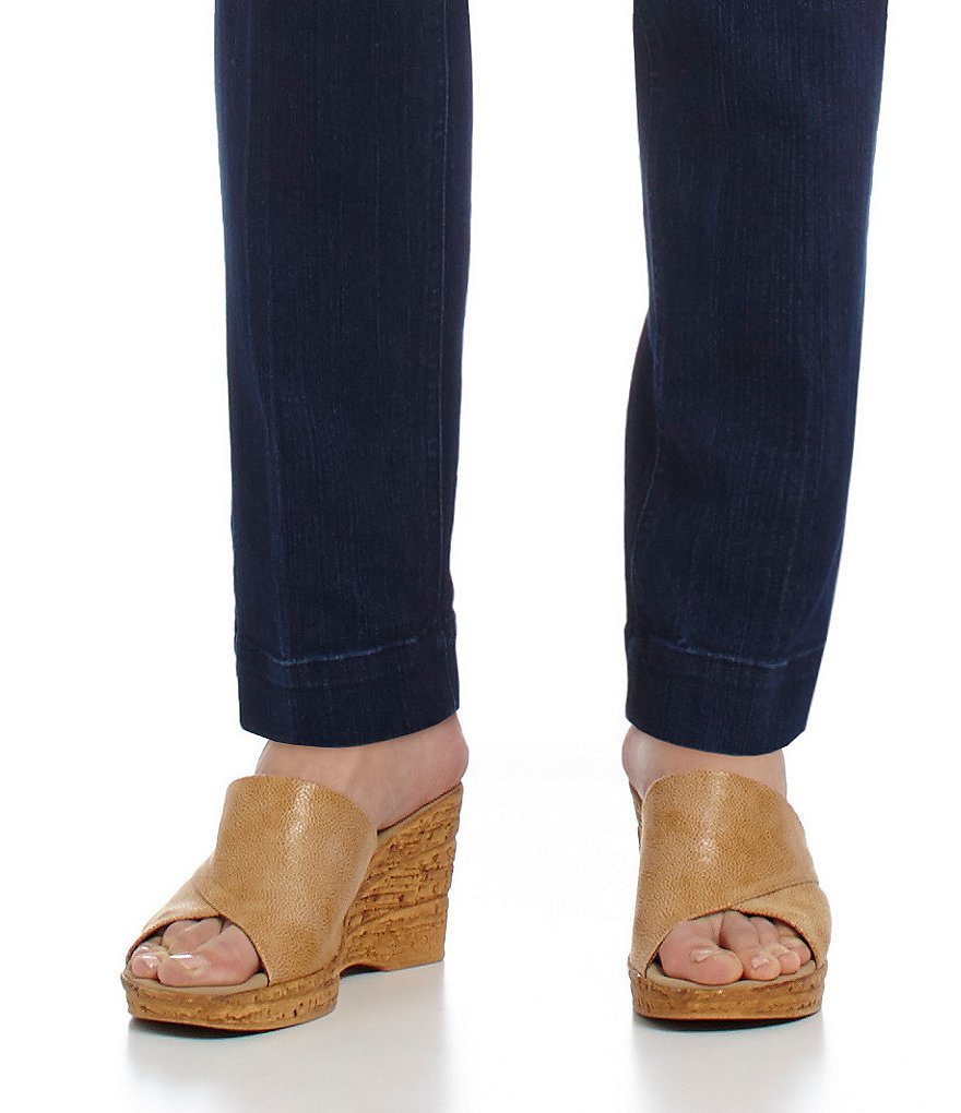 Onex Christina Leather Banded Cork Wedge Sandals