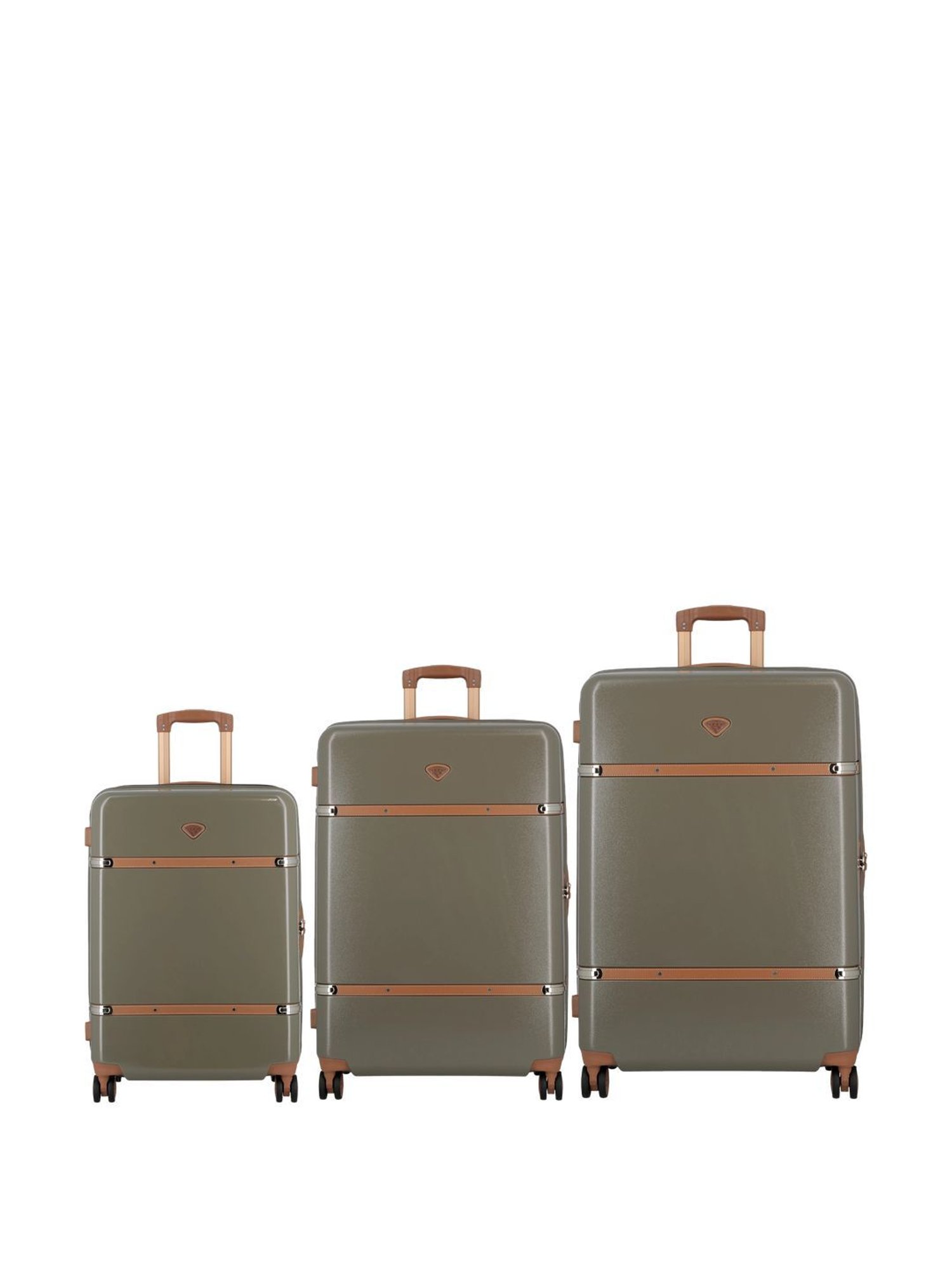 Jump Cassis Riviera Khaki 8 Wheels Large Hard Cabin Trolley Bag Set of 3
