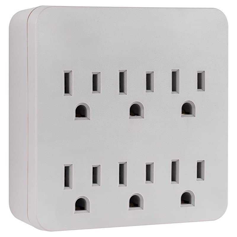 Pro 6Outlet SurProtector 3Prong Wall Adapter Charging Station 1020 Joules Protection Rating Automatic Shutdown Grey 45820 1 Pack