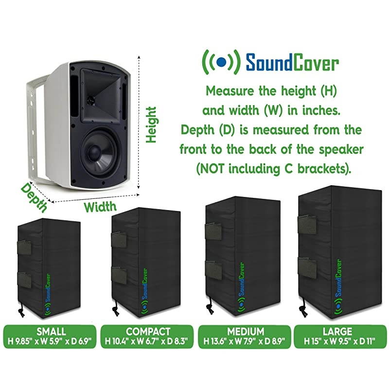 Compact Outdoor Speaker Covers - Protection & Storage Bags fit Klipsch Kho-7, Polk Atrium 5, Herdio 5.5" & Pyle 5.5 Bluetooth Speakers - (MAX Size: Height 10.4" X Width 6.7" X Depth 8.3")