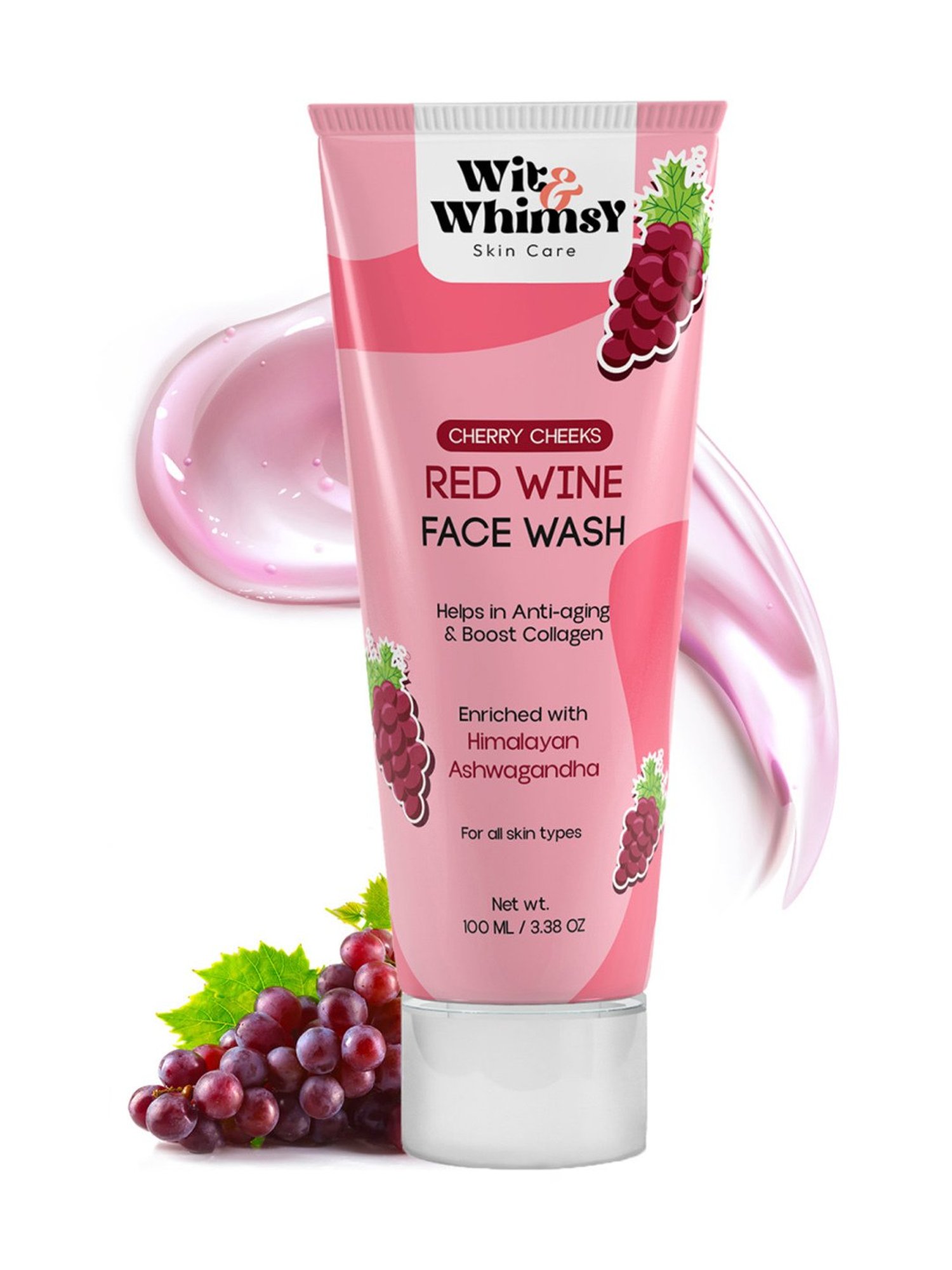 Wit & Whimsy Cherry Cheeks Red Wine Face Wash - 100 ml