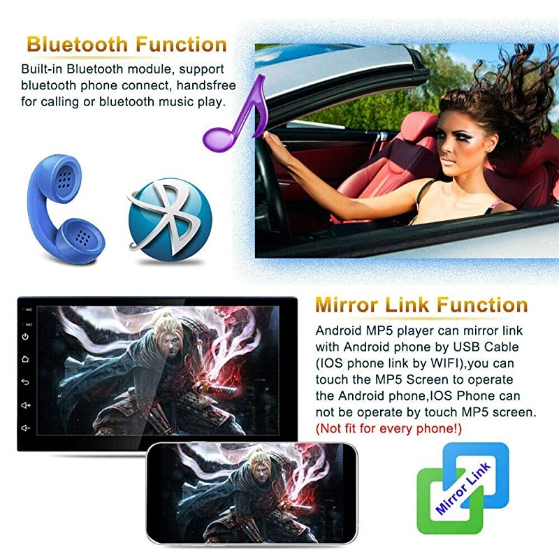 Android 91 7 Inch HD QuadCore 2 Din Car Stereo Radio Multimedia Player NODVD GPS Navigation in Dash AutoRadio BluetoothUSBWiFi 2G RAM+32G ROM