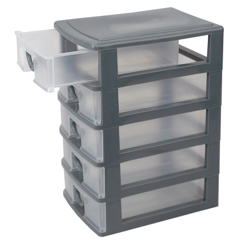 Home Basics 5 tier Plastic Drawer Organizer, Grey