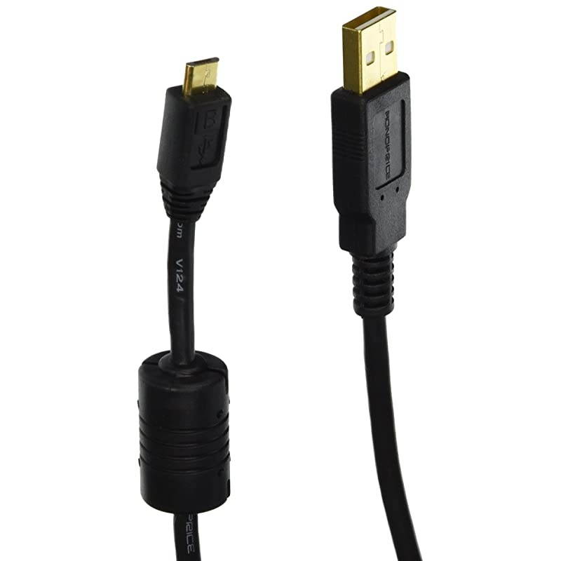 6Feet USB 20 A Male to Micro 5pin Male 2824AWG Cable with Ferrite Core Gold Plated 105458Black