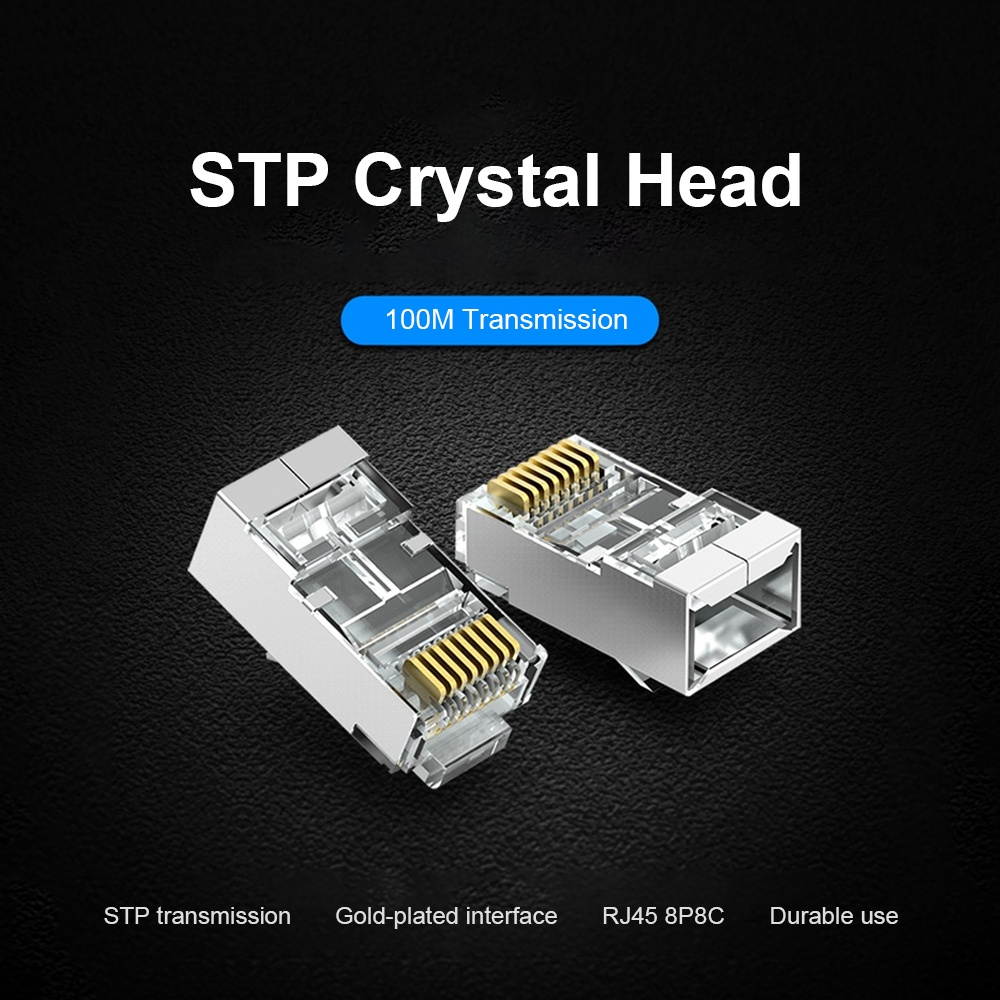 VENTION STP Crystal Head 8P8C Gold-plated CAT5E Connectors RJ45 Ends Ethernet Cable 10pcs
