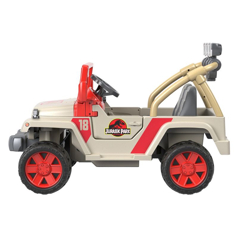 Power Wheels 12V Jurassic Park Jeep Wrangler Powered Ride-On - Cream/Red