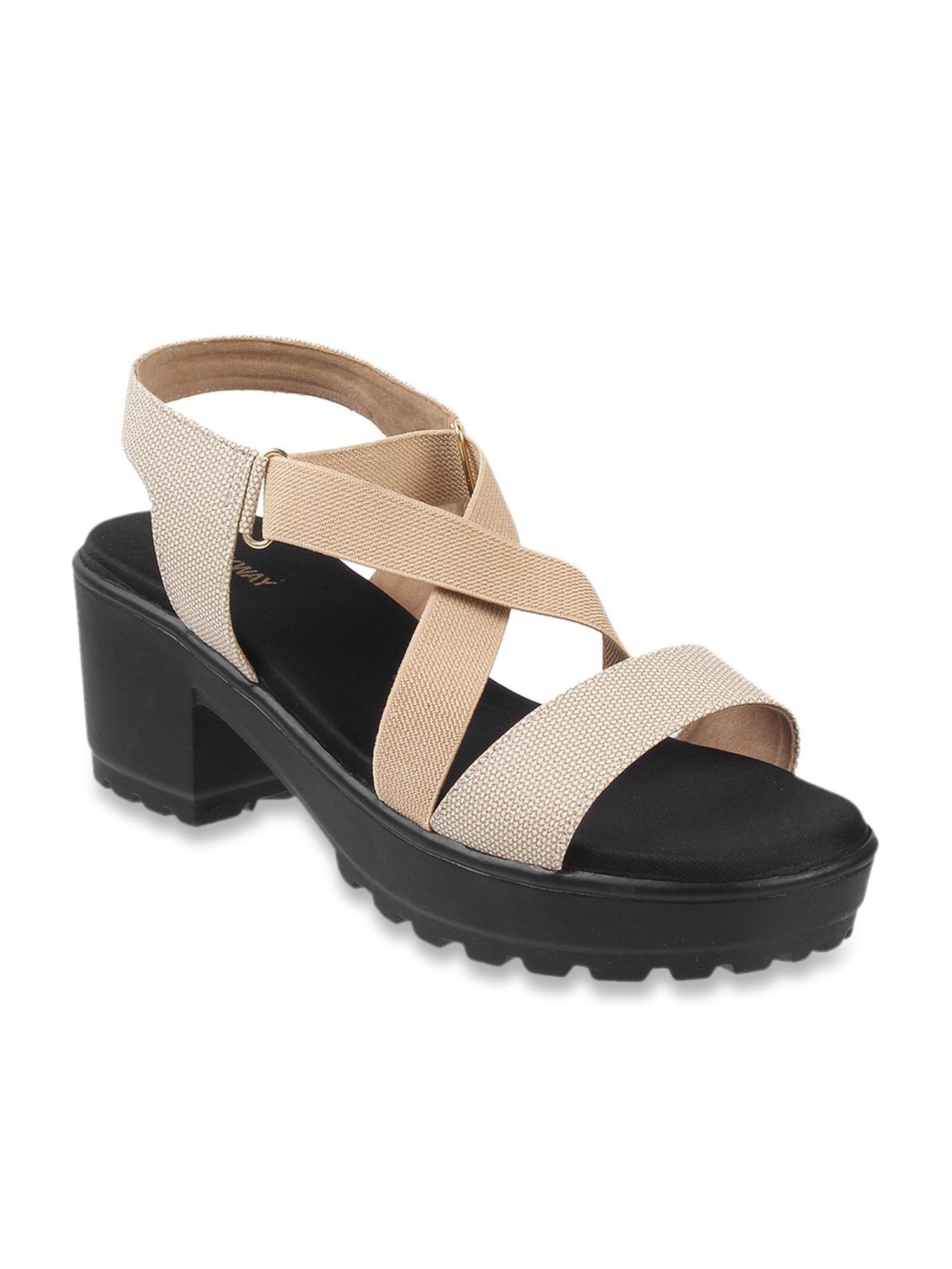 Walkway Women's Beige Cross Strap Sandals