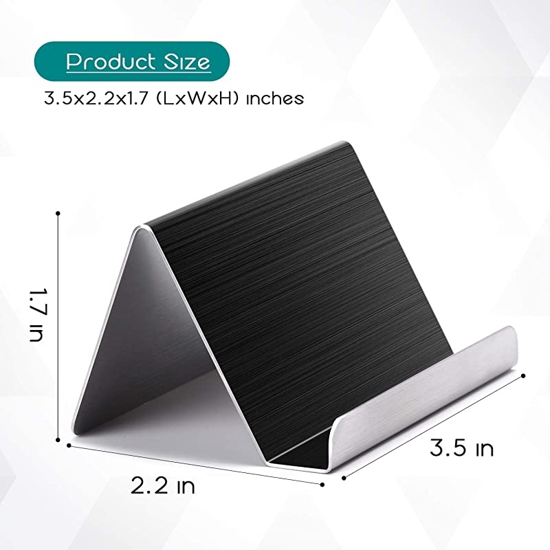 Business Card Holder for Desk Business Card Display Holders Metal Business Cards Stand Desktop Name Card Organizer Capacity 50 Cards 3 Pack Black Brushed Stainless Steel