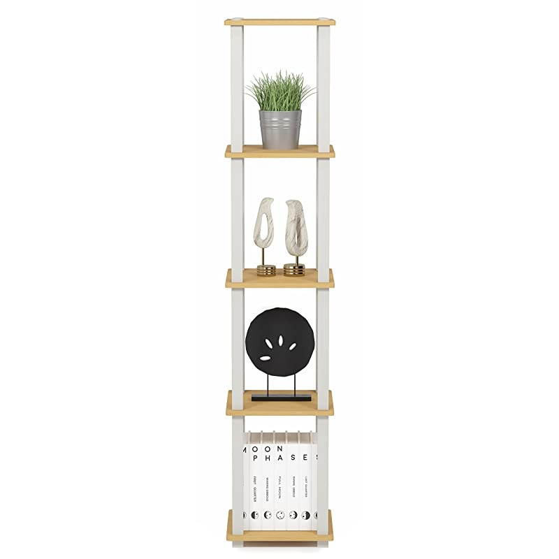 TurnSTube 5Tier Corner Square Rack Display Shelf BeechWhite