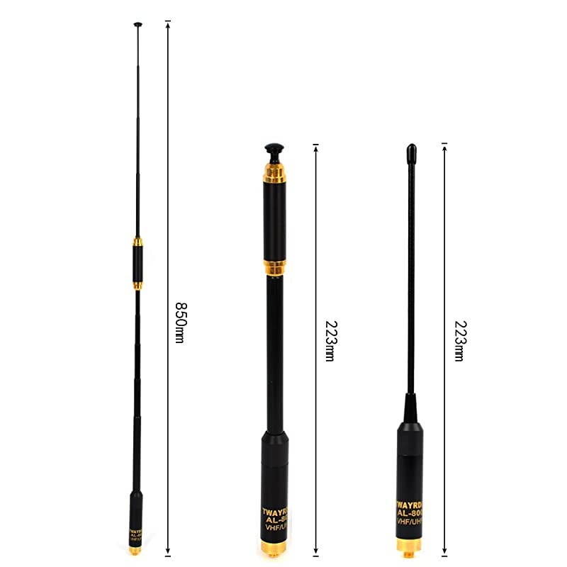 AL800 VHFUHF 2m 70cm Walkie Talkie SMAFemale Extendable Antenna Dismountable 335inch for Baofeng BFUV5R BF888s PUXING WOXUN Kenwood TK360 TK370 Two Way Radio