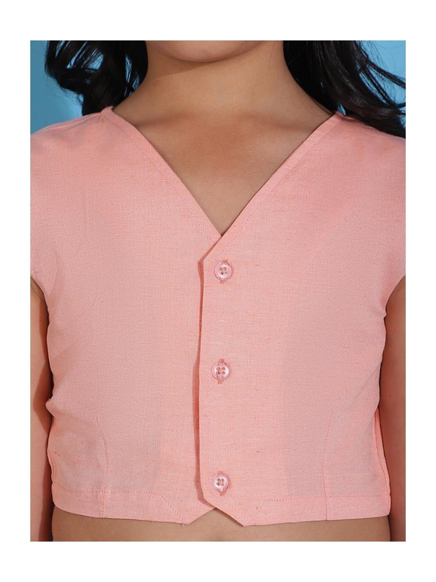 NEUDIS Kids Peach Solid Shirt with Trousers