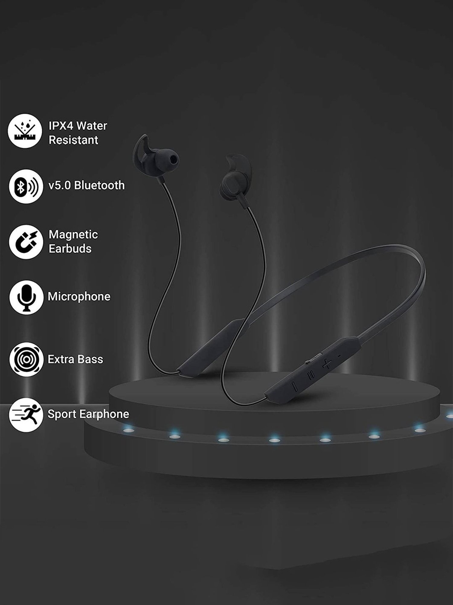 EYNK Grooves PowerBoat Sports BT-Max 36 Hours Playtime Bluetooth Neckband (Black)