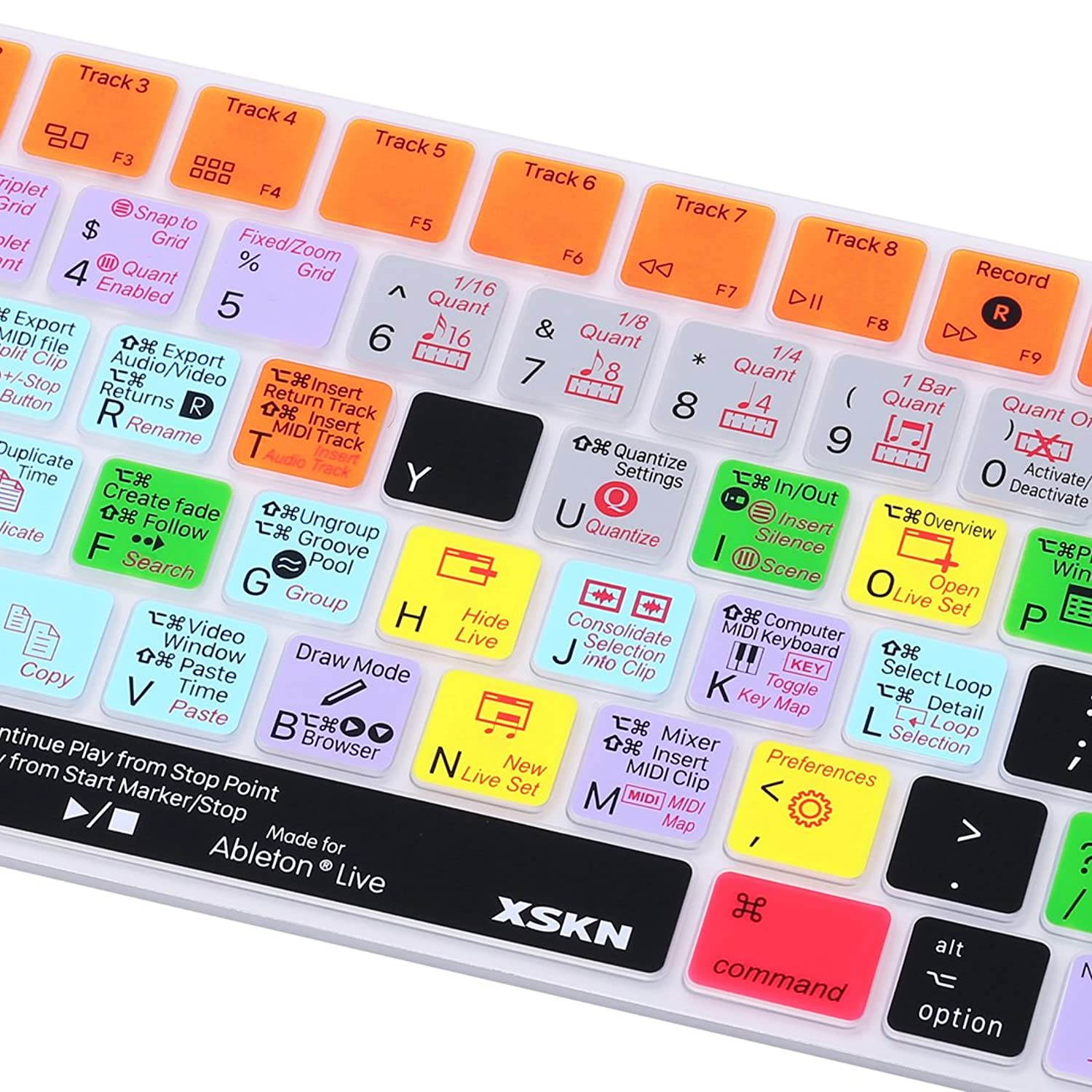 XSKN for Magic Keyboard Shortcut Ableton Live Keyboard Cover, Durable Ableton Hotkeys Silicone Keyboard Skin for Apple Magic Keyboard (MLA22LL/A, MLA22B/A)